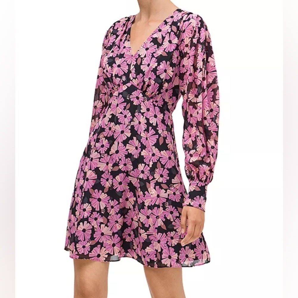 Kate Spade Wallflower Silk Metallic Mini Dress Retro Floral
